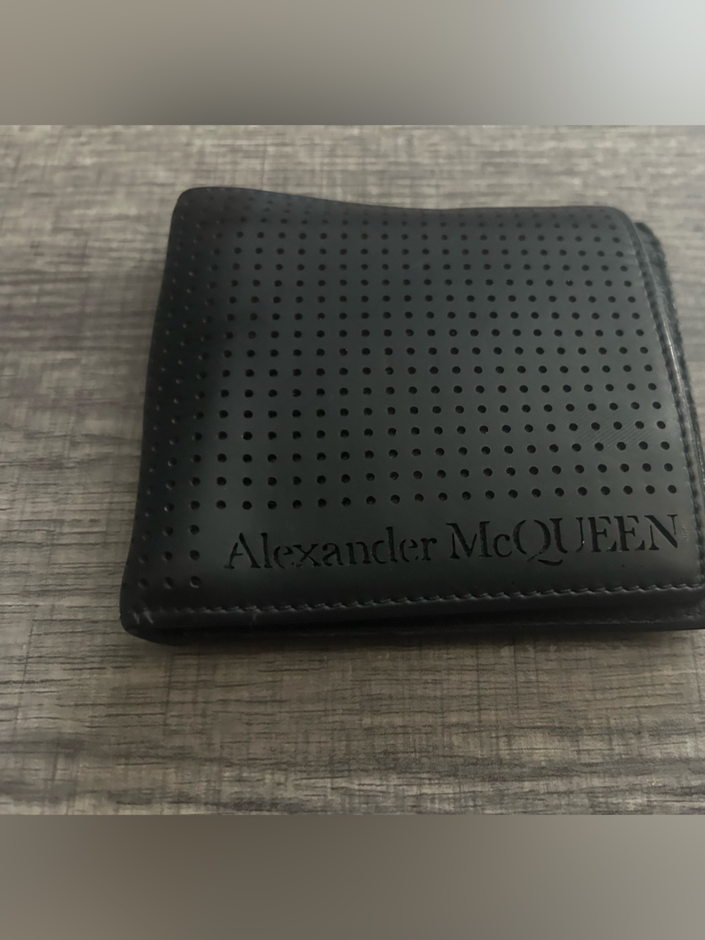 Alexander McQueen Black Perforated Leather Wallet